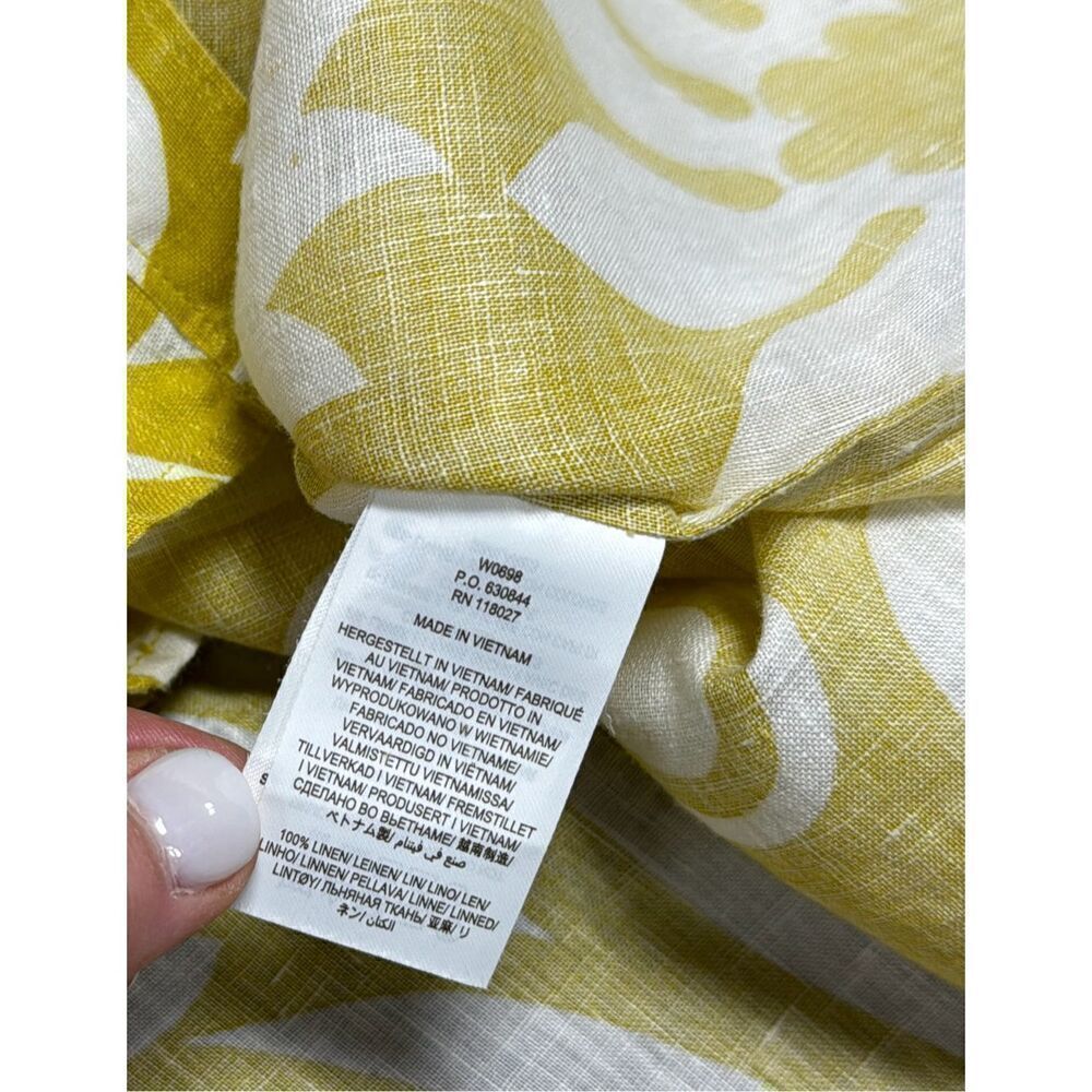 Boden Women’s Mustard Print Linen Long Sleeve Button Down Size 8R - Picture 5 of 6